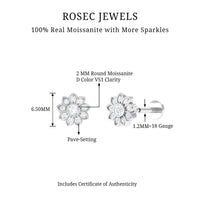 Moissanite Flower Cartilage Earring for Women