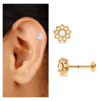 Moissanite Flower Cartilage Earring for Women