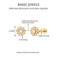 Moissanite Flower Cartilage Earring for Women