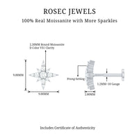 Moissanite Starburst Cartilage Earring with Flat Back