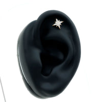 Moissanite Starburst Cartilage Earring with Flat Back