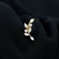 Womens Marquise Diamond Leaf Crawler Earring