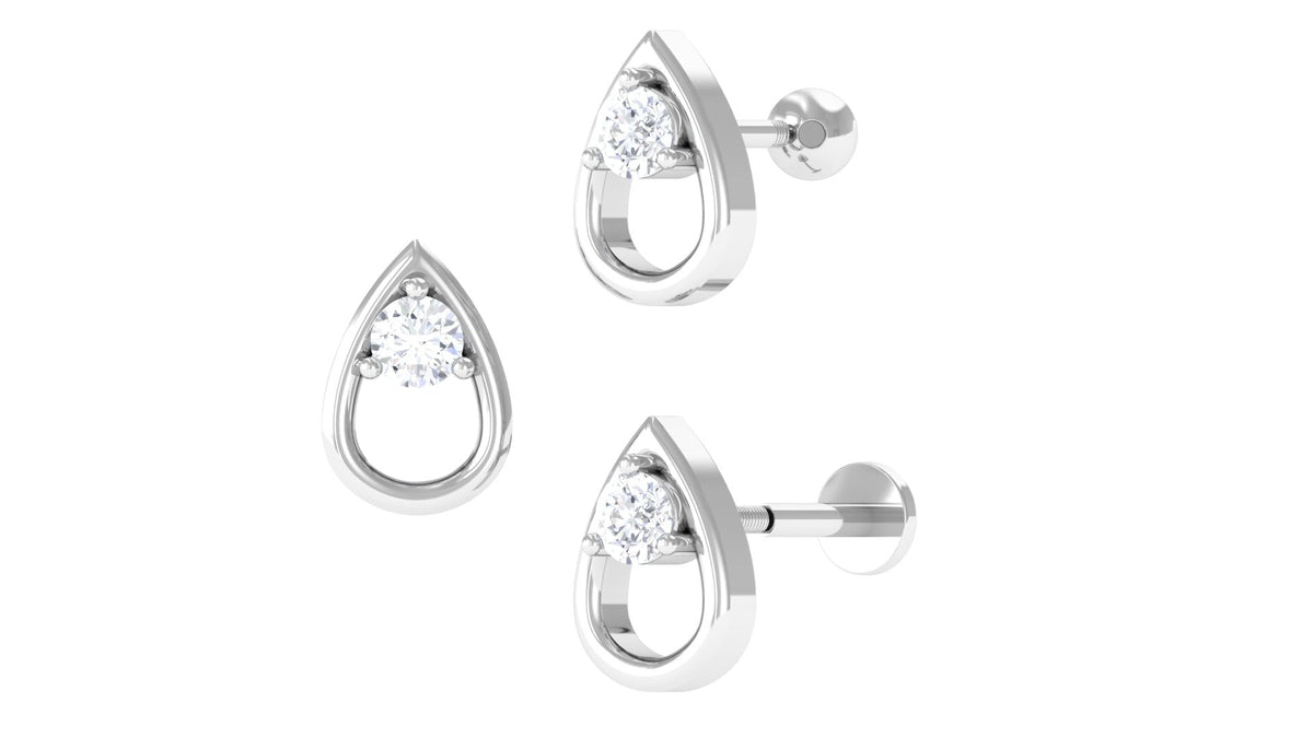 Round Moissanite Teardrop Helix Earring