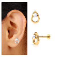 Round Moissanite Teardrop Helix Earring