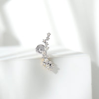 Natural Diamond Cluster Crawler Earring for Helix Piercing