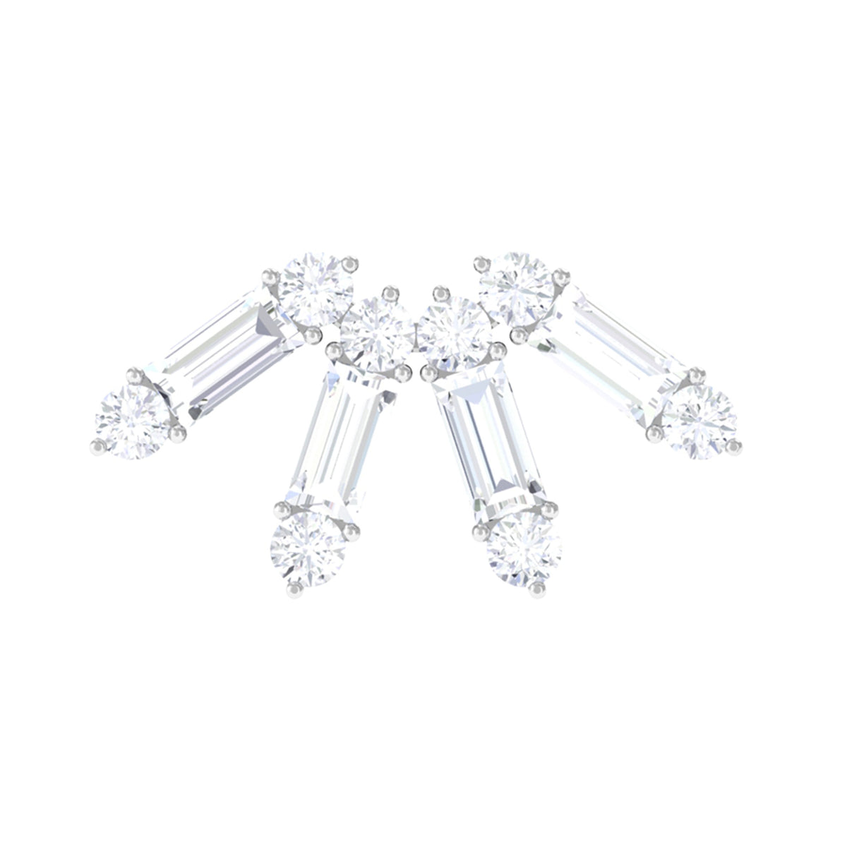 Baguette Diamond Fan Cartilage Earring