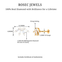 Baguette Diamond Fan Cartilage Earring