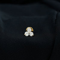 Tiny Moissanite Trio Flower Earring for Helix Piercing