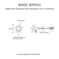 Round Diamond Star Forward Helix Earring