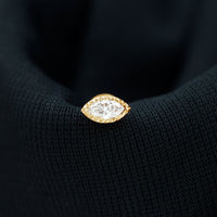 Marquise Moissanite Solitaire Tragus Earring in Bezel Setting