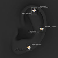 Natural Diamond Butterfly Earring for Cartilage Piercing
