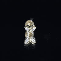 Natural Diamond Butterfly Earring for Helix Piercing