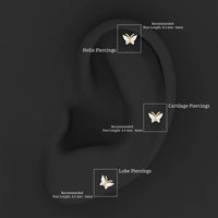 Natural Diamond Butterfly Earring for Helix Piercing