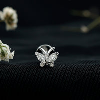 Natural Diamond Butterfly Earring for Helix Piercing