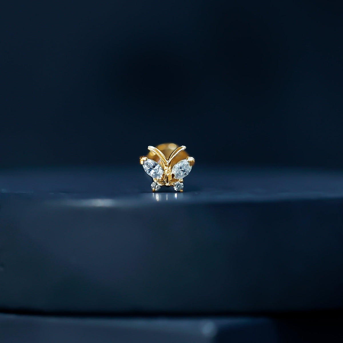 Natural Diamond Butterfly Earring for Helix Piercing