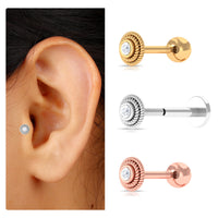 Minimal Diamond Conch Earring in Bezel Setting