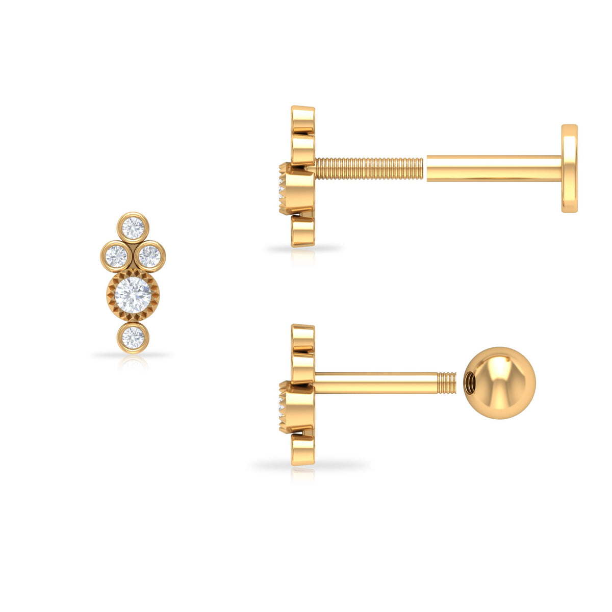 Minimalist Diamond Helix Earring in Bezel Setting