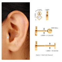 Fashionable Diamond Cluster Dainty Helix Earring