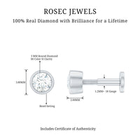Bezel Set Diamond Cartilage Earring with Flat Back