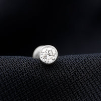 Bezel Set Diamond Cartilage Earring with Flat Back