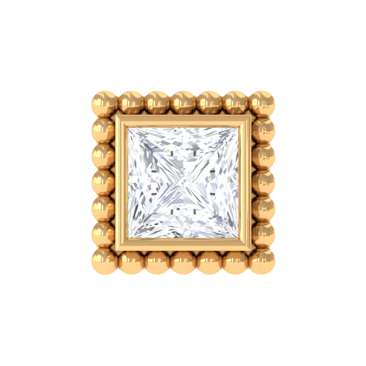 Princess Cut Moissanite Simple Helix Earring in Bezel Setting
