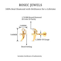 Natural Round Diamond Dagger Helix Earring