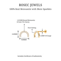Moissanite Half Circle Earring for Helix Piercing