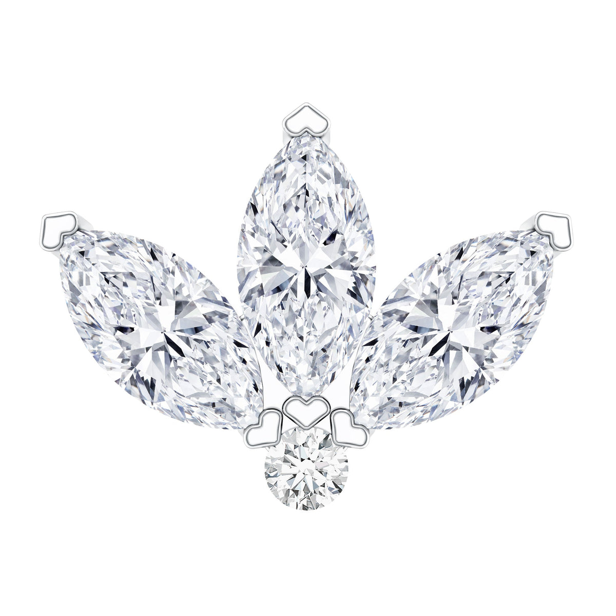 Marquise Moissanite Lotus Flower Helix Earring