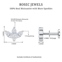 Marquise Moissanite Lotus Flower Helix Earring