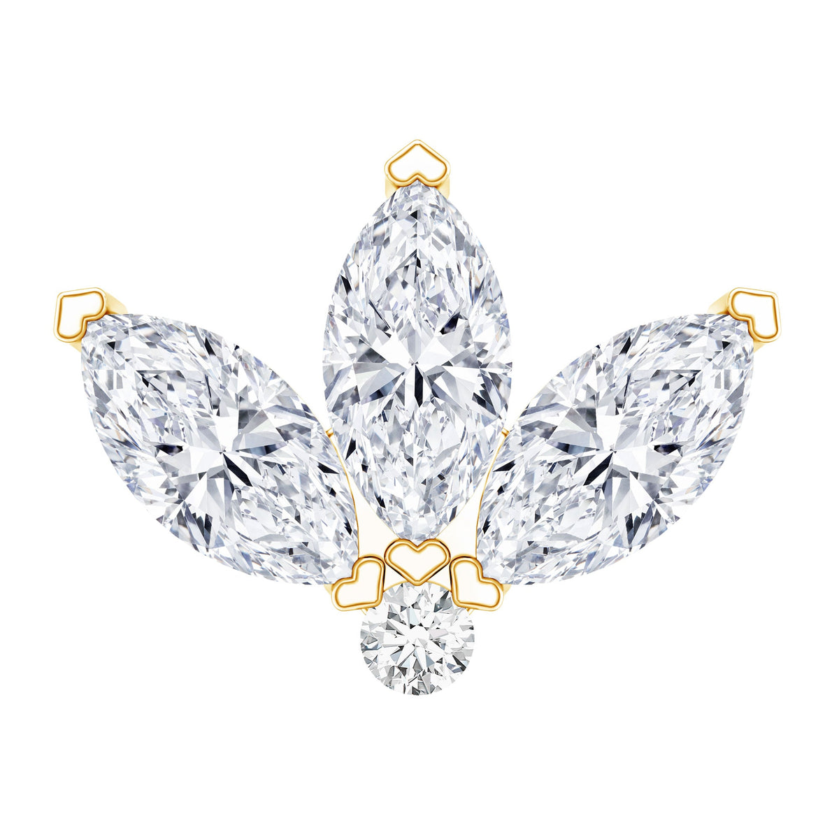 Marquise Moissanite Lotus Flower Helix Earring