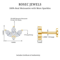 Marquise Moissanite Lotus Flower Helix Earring