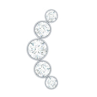 Bezel Set Moissanite Curved Helix Earring in Graduated Style
