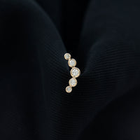 Bezel Set Moissanite Curved Helix Earring in Graduated Style