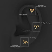 Natural Diamond Bow Earring for Cartilage Piercing
