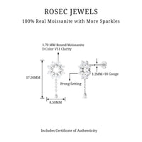 Moissanite Flower Chain Drop Earring for Cartilage Piercing