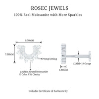 Certified Moissanite Cluster Curved Conch Earring