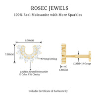 Certified Moissanite Cluster Curved Conch Earring