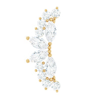 Marquise and Round Moissanite Curved Crawler Earring