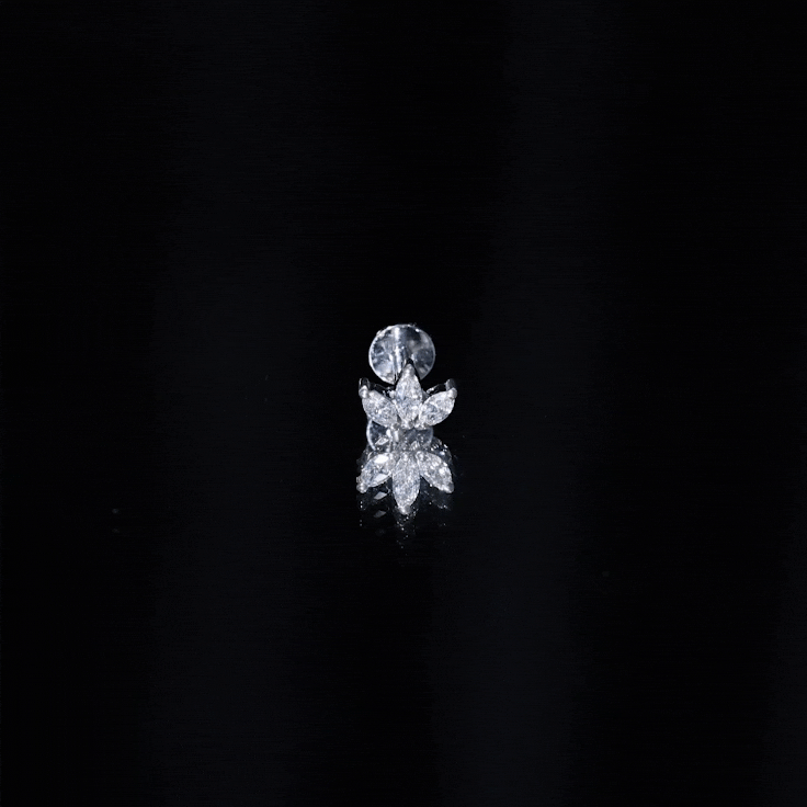 Yellow marquise cut diamond lotus flower helix earring in body jewelry style by Rosec Jewels