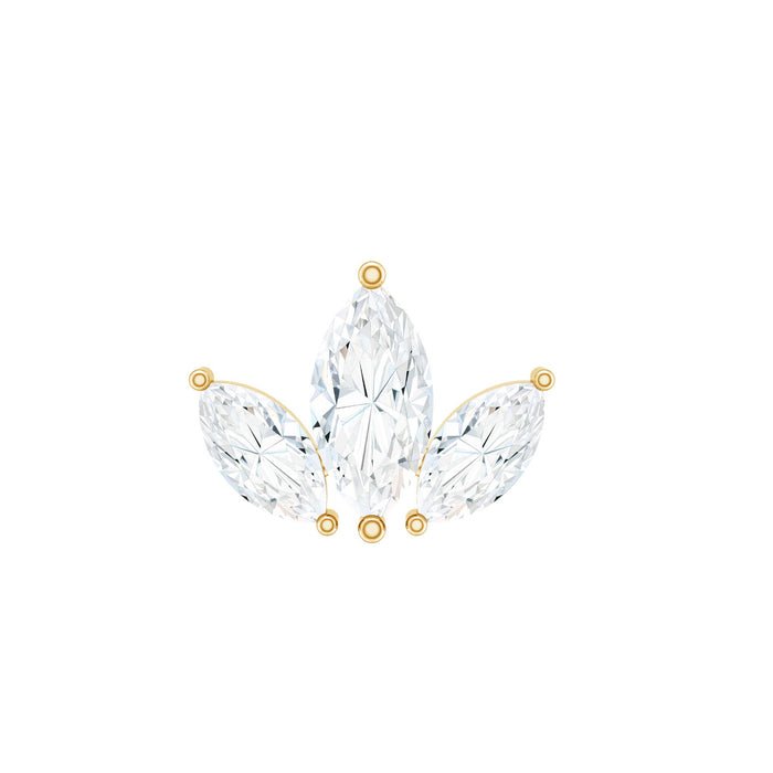 Marquise cut diamond lotus flower helix earring from Rosec Jewels, elegant body jewelry for piercings with detailed design