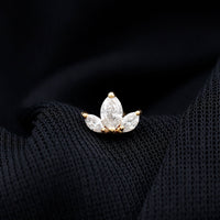 Marquise Cut Diamond Lotus Flower Earring for Helix Piercing