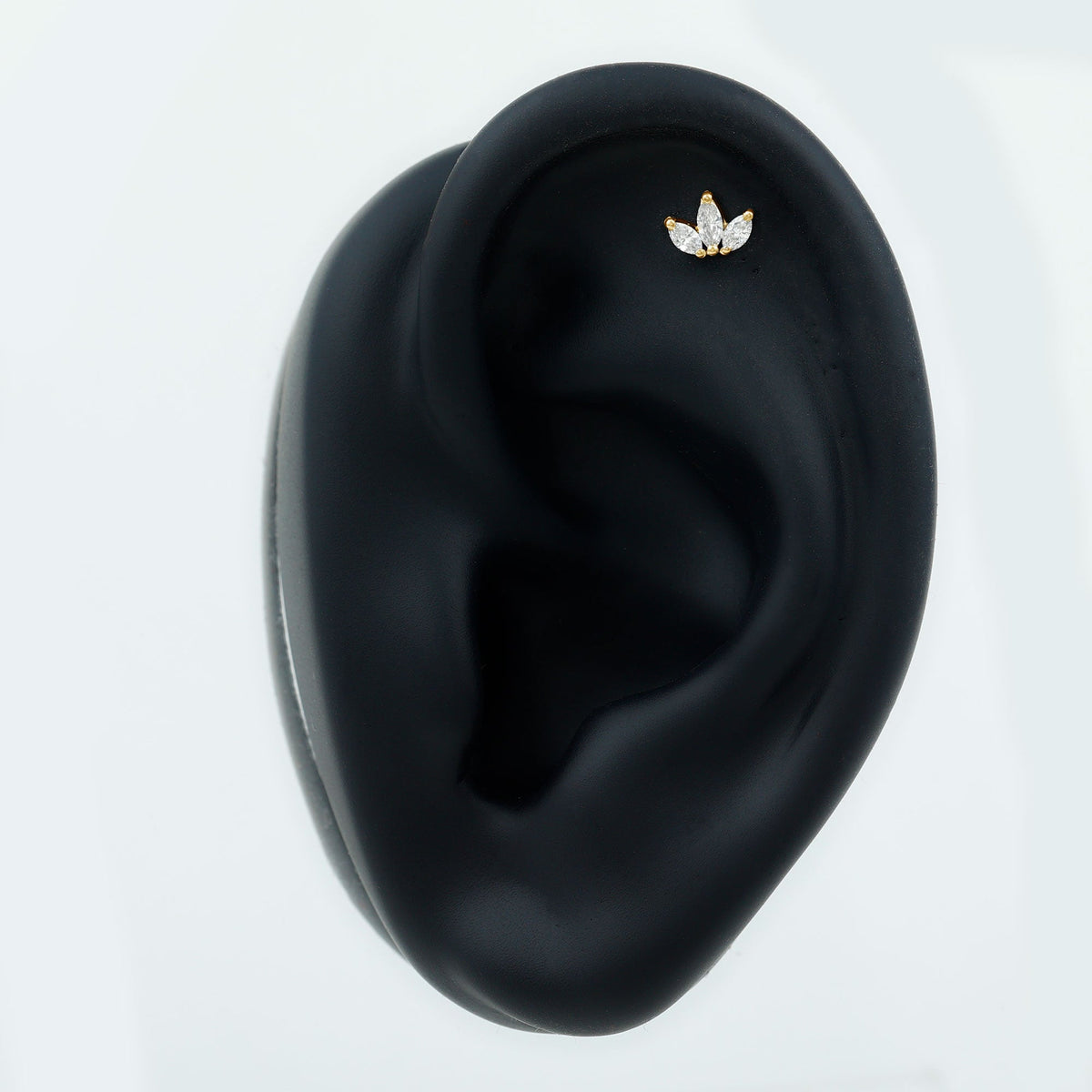 Marquise Cut Diamond Lotus Flower Earring for Helix Piercing