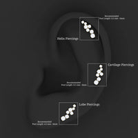 Round Moissanite Cluster Ear Crawler Earring for Helix Piercing