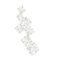 Round Moissanite Cluster Ear Crawler Earring for Helix Piercing