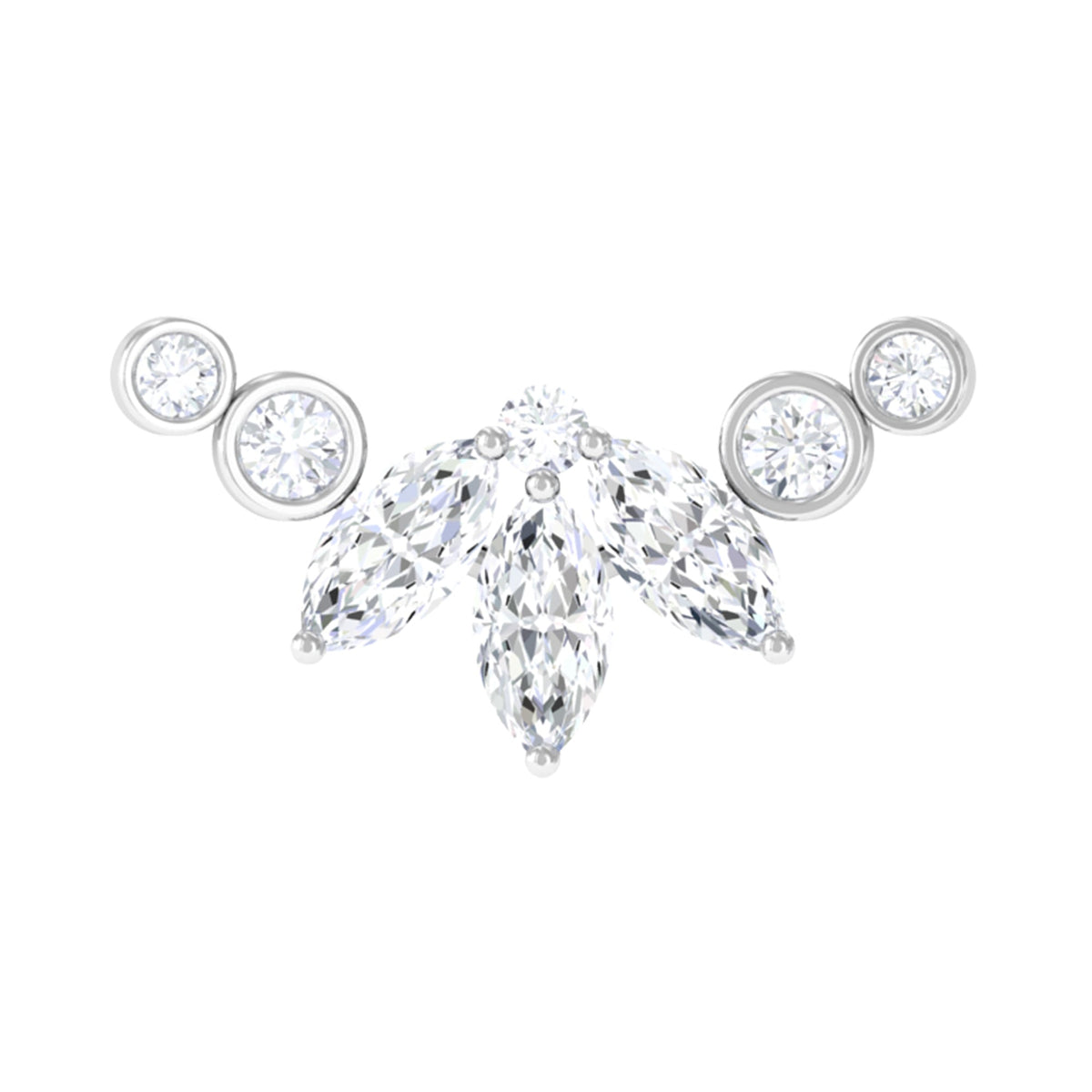 Marquise Moissanite Curved Crawler Earring for Helix Piercing
