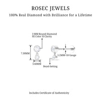 Certified Round Diamond Helix Drop Earring in Bezel Set