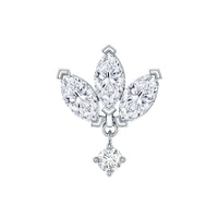 Real Diamond Lotus Flower Drop Earring for Cartilage Piercing