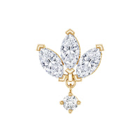Real Diamond Lotus Flower Drop Earring for Cartilage Piercing