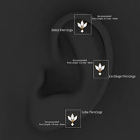 Real Diamond Lotus Flower Drop Earring for Cartilage Piercing