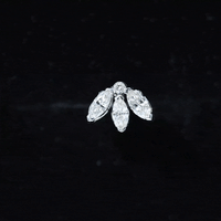 Certified Marquise Moissanite Lotus Flower Earring for Helix Piercing
